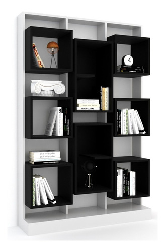 Mueble Biblioteca Organizador Living Rack Moderna Living Color Negro