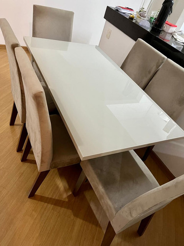 Conjunto Mesa De Jantar + 6 Cadeiras