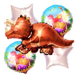 Set Globos Dinosaurio Triceratops X 5 Cotillón Activarte
