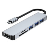 Hub Adaptador 6 Em 1 Hdmi 4k 3.0 Usb - Macbook Dell iPad Pc