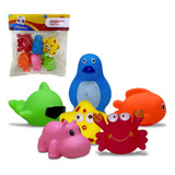 Brinquedo De Banho Bebes Bichinhos Vinil Infantil 6 Peças Cor Colorido