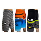 Kit 3 Bermudas Masculinas Tectel Elastano Quiksilver Oakley