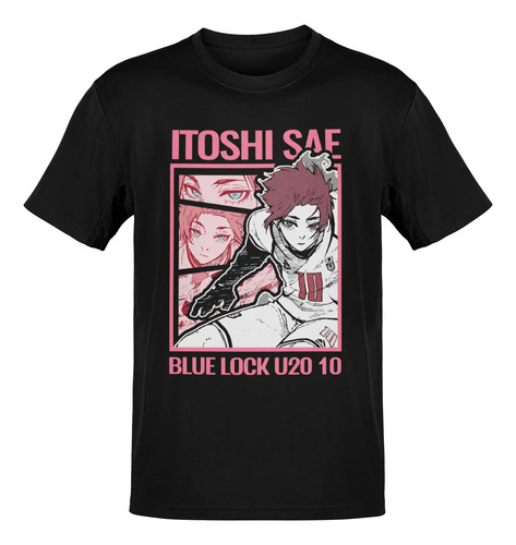 Playera Negra Blue Lock | Itoshi Sae Anime Diseño Rosa Unise | Envío gratis