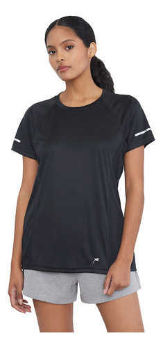 Polera Mujer Deportiva R-neck Poliéster Negro Corona