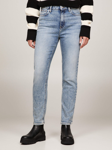 Jeans Pitillo Azul Ajustados Talle Alto Tommy Hilfiger Mujer