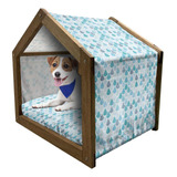 Watercolor Wooden Pet House, Droplets Patternpulgadamonochro