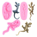 3pcs Molde De Silicona Lagarto Gecko Fondant Pasta Resina