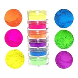 Pack X12 Pigmentos Polvos Neon Fluo Pastel Uñas Maquillaje