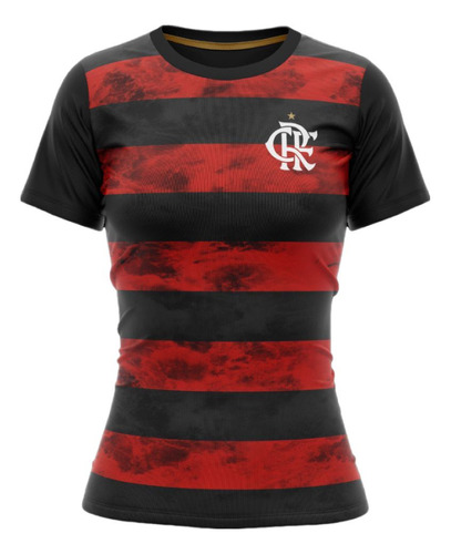 Camiseta Braziline Flamengo Arbor Feminina - Vermelho E Pret