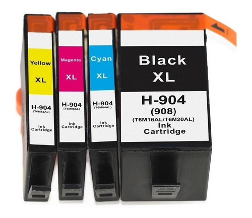 4 Tintas Compatibles Con Hp 904xl, Officejet 6950 6960 6971