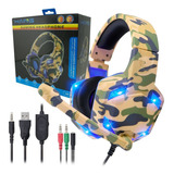 Audifonos Diadema Gamer Militar Usb 3.5mm Pc Laptop Color Militar Hg-3