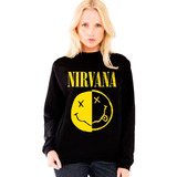 Blusa Moletom Feminina Nirvana Banda De Rock Grunge Punk 