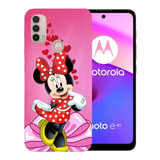 Hermosa Funda De Mujer Minnie Moto E40 Case + Mica De Regalo