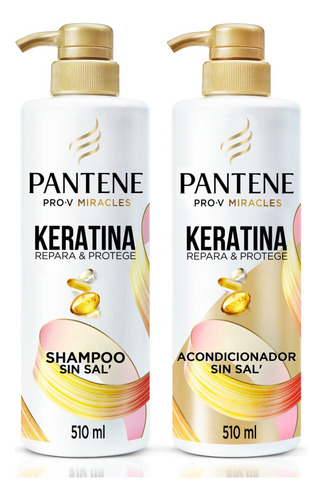  Shampoo Pantene Keratina 510 Ml + Acondicionador 510