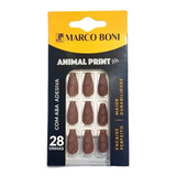 Kit 28 Unhas Postiças Bailarina Animal Print Marco Boni Cor Marrom