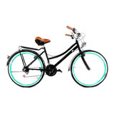 Bicicleta De Paseo My Bike Mx Retro Vintage R24 18v Frenos V-brakes Cambios Nhl Color Negro Con Pie De Apoyo