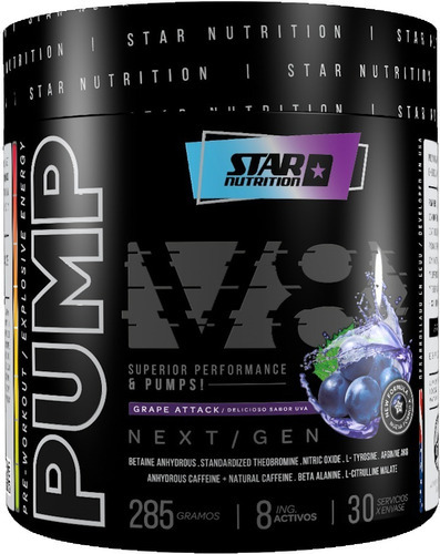 V8 Pump Pre Work 285 Gr Star Nutrition Sabor Grape Attack