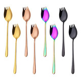 Juego De 8 Sporks De Metal, Cubiertos De Acero Inoxidable Pa