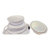 Set X27 Piezas Juego De Platos Melamina Blanco Liso Cocina