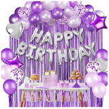 Kit De Decoración Globos Metálicos De Cumpleaños Morado 