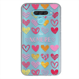 Funda LG Uso Rudo Corazones Personalizada Con Tu Nombre