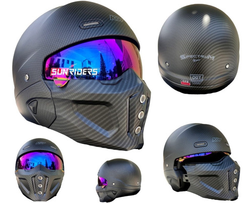 Casco Kov Spectrum Negro Fibra De Carbono Militar Dot Ktm 