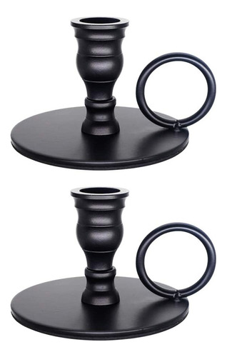 2 Candelabros Negros Portátiles, Soporte De Vela De Metal, P