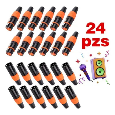24pzs Conectores Canon Xlr Electrónica Audio Macho Y Hembra Naranja Claro