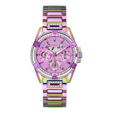 Reloj De Pulsera Mujer Guess Original Regalo Dama Accesorio Color De La Correa Purpura/multicolor