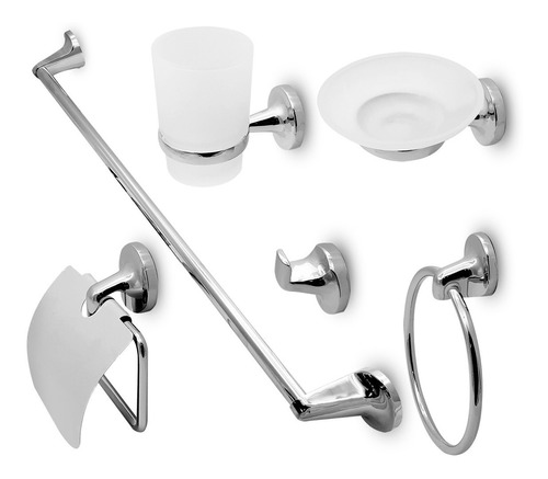 Kit Set Accesorios Para Baño 6 Piezas Metal Cromado Premium