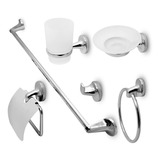 Kit Set Accesorios Para Baño 6 Piezas Metal Cromado