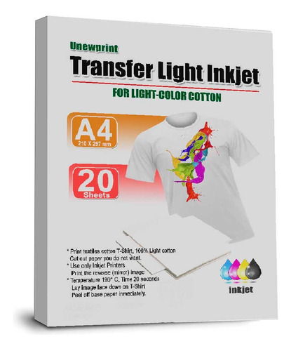 Remate Transfer Light, Prendas Claras, 20 Hojas