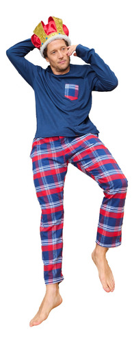 Pijama Almacén De Pijamas Invierno Hombre Azul Y Rojo