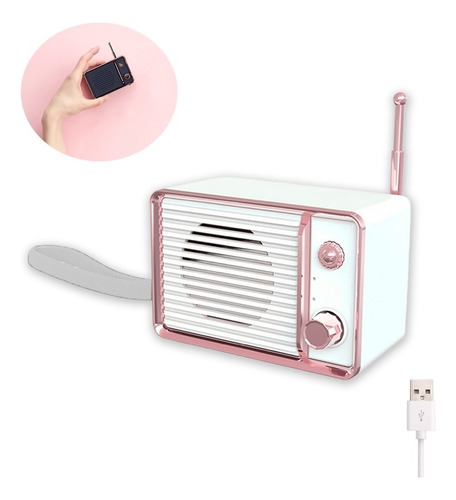 Parlante Bluetooth Portátil Retro Vintage Inalámbrico Mp3 Color Blanco