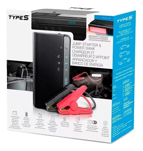 Arrancador P/auto, Batería Portatil Type-s C/luz 8000mah Lcd