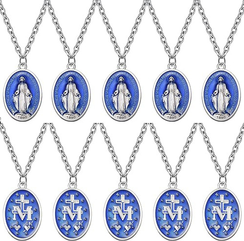 10 Piezas De Collar Virgen María, Joyería De Medalla Católi