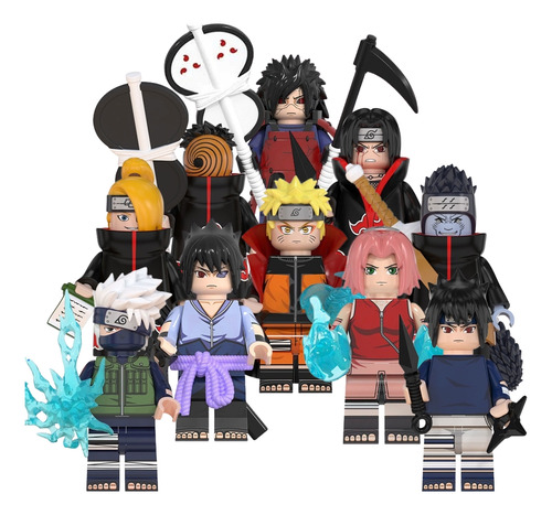 Boneco Blocos De Montar Anime Naruto Kit Com 10 Personagens 