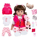 Bebê Reborn Girafinha Menina 48cm - 100% Silicone