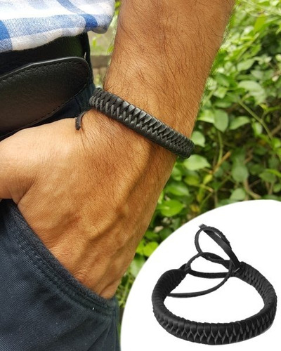 Pulseira Masculina De Couro Trançado (várias Cores)