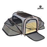 Bolsa De Transporte Expansível Para Pets Cor Cinza Com Laranja