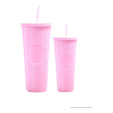 Pack De Vasos Tipo Starbucks Color Rosa Con Bombilla