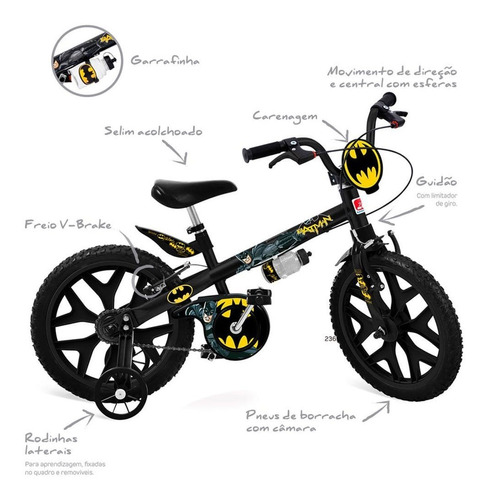 Bicicleta Infantil Batman Aro 16 - Bandeirante