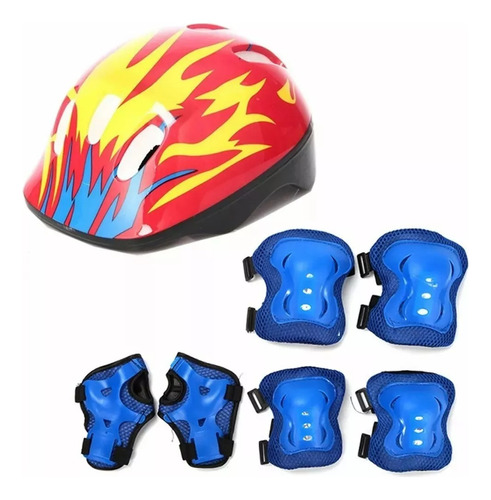 Kit De Proteccion Casco Rodilleras Coderas Manos Niño Y Niña