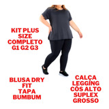 Blusa Plus Size Tapa Bumbum + Calça Legging Grosso Cós Alto
