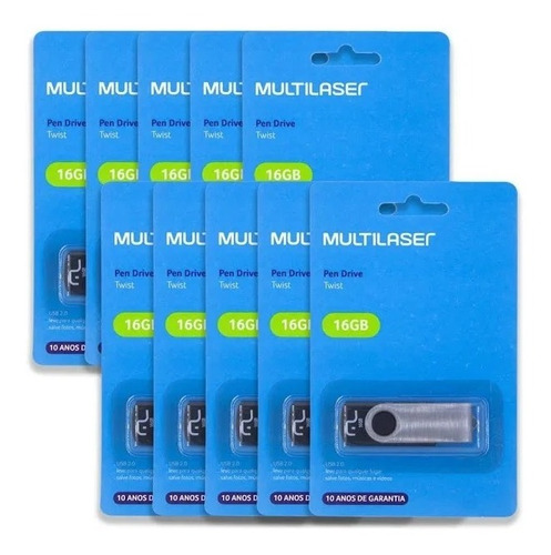 Kit 10 Pen Drive Multilaser Twist 16gb 2.0 Atacado Promoção!