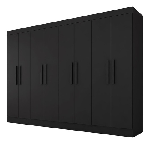 Guarda Roupa Casal Mariah 8 Portas Preto Fosco