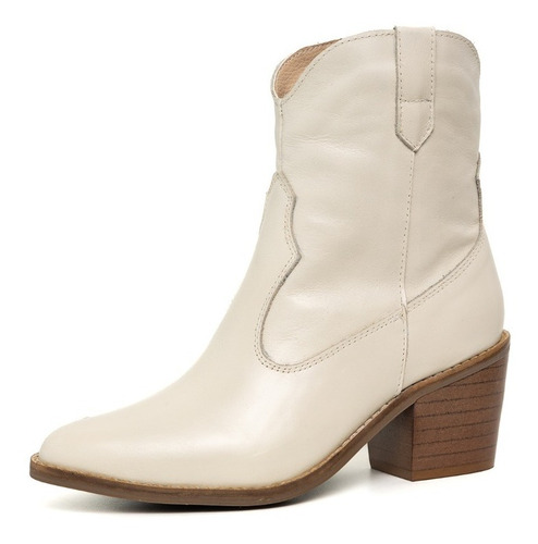 Bota Western Texana Bico Fino Cano Curto Couro Preta Feminin