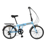 Bicicleta Dobrável Em Alumínio Aro 20 6v Dubly Shimano Azul 