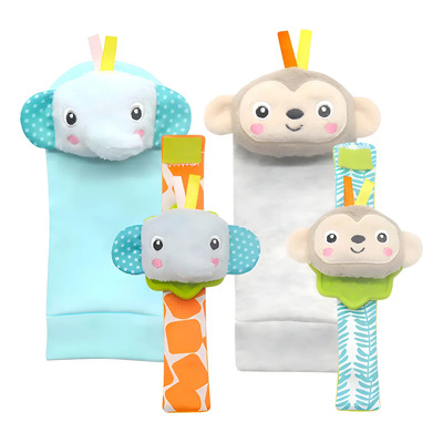 Set Mordedera Sonajero Pulsera Calcetines DaraBaby Chango Elefante Bebé Multicolor | MercadoLibre