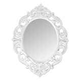 Andalus Small White Oval Vintage Wall Mirror, Marco Ornament